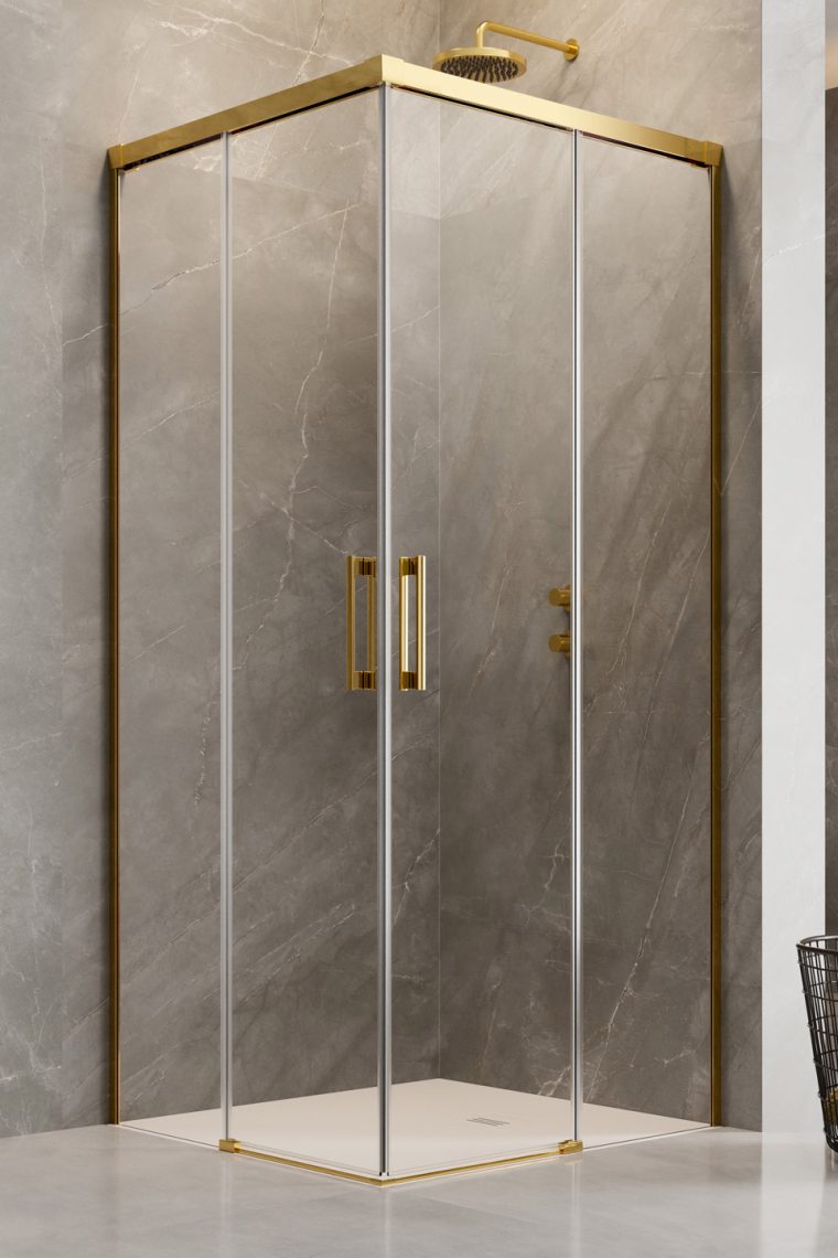 Radaway Idea KDD 100L, левая часть душевого угла 100 см, 
стекло прозрачное, профиль золото