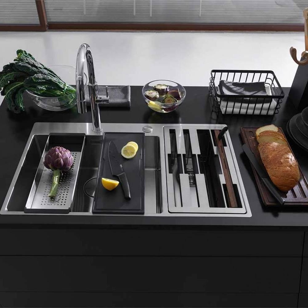 Franke Box Center BWX 220-54-27TL, встраиваемая (2 варианта) кухонная мойка 86х51хh20 см, цвет полированная сталь