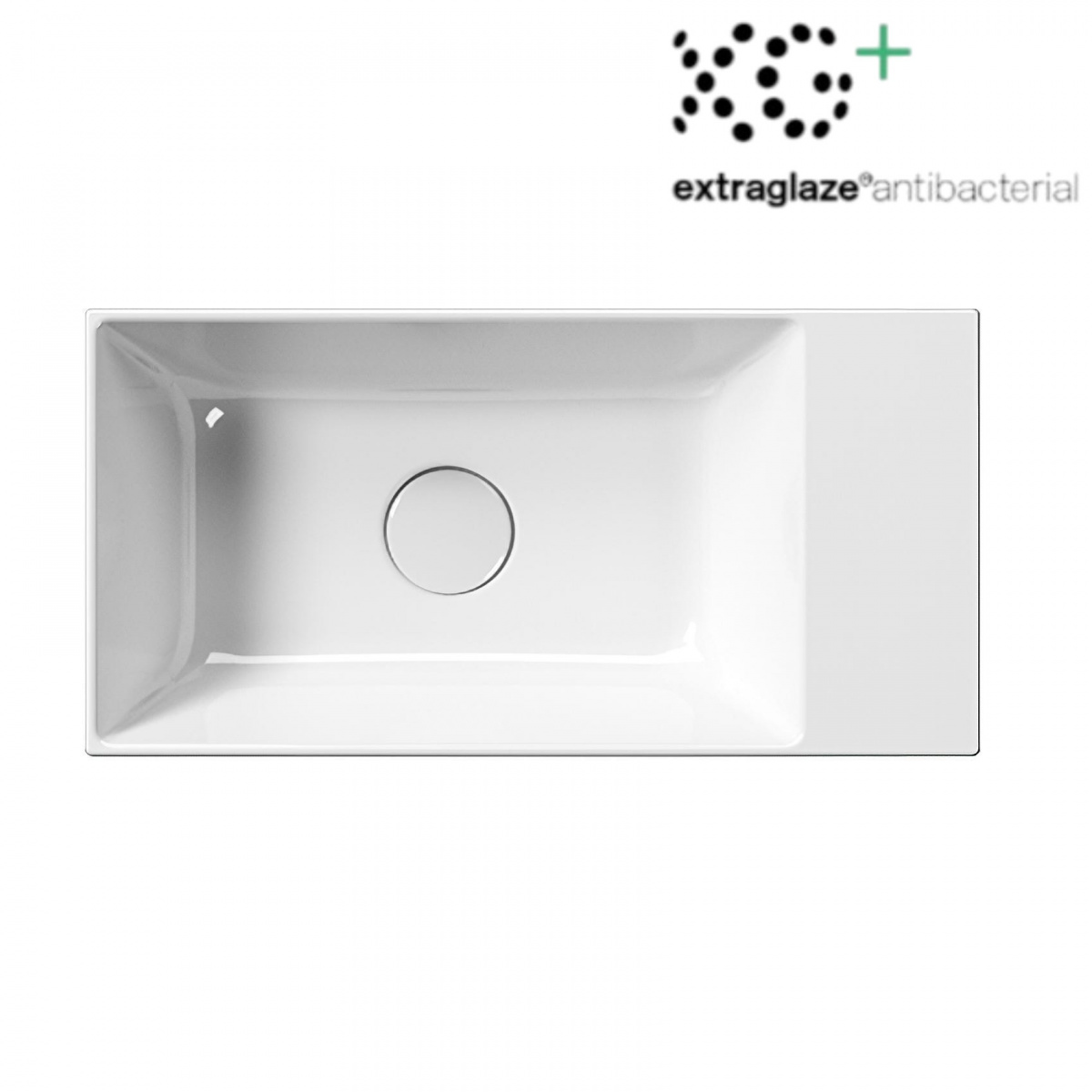 GSI Kube X, накладная/подвесная раковина 50х25хh12 см, Extraglaze, цвет белый глянцевый