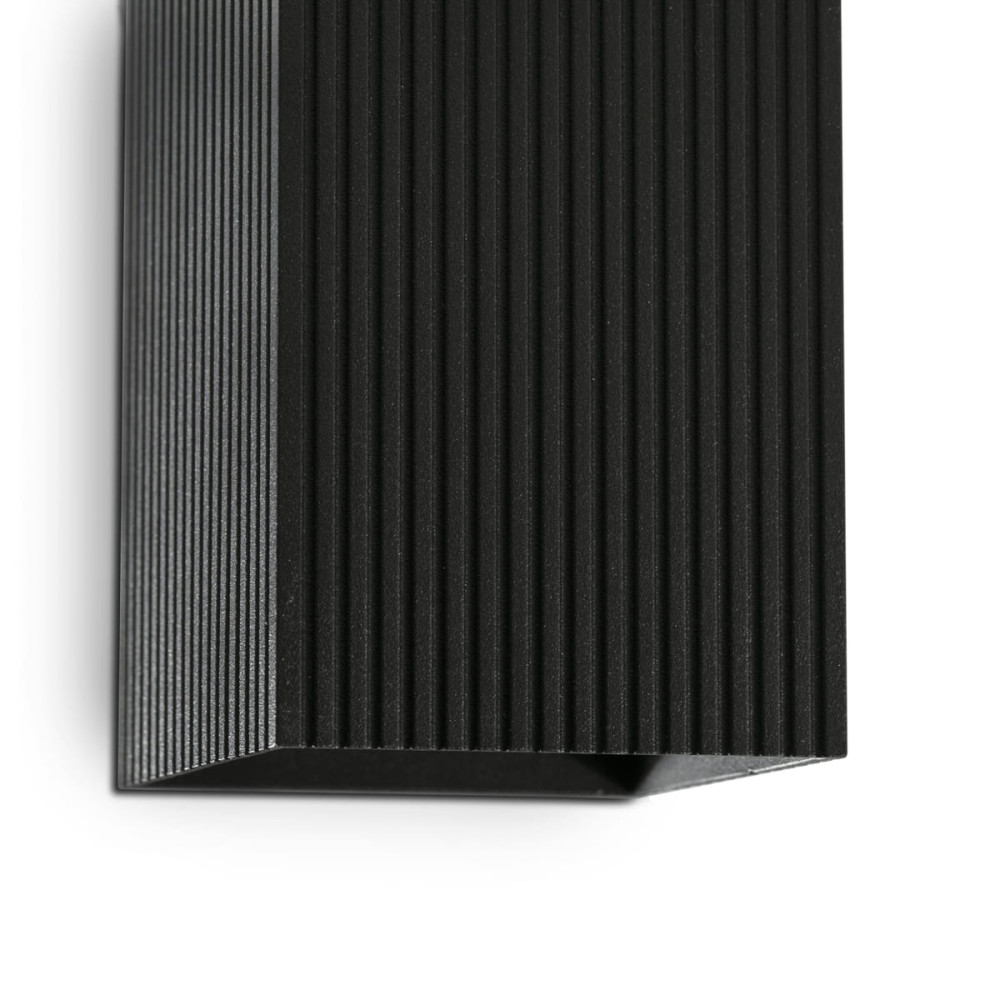 Faro Lune SQ 2L, настенный прямоугольный светильник 40566, с рифлениями, цвет черный матовый