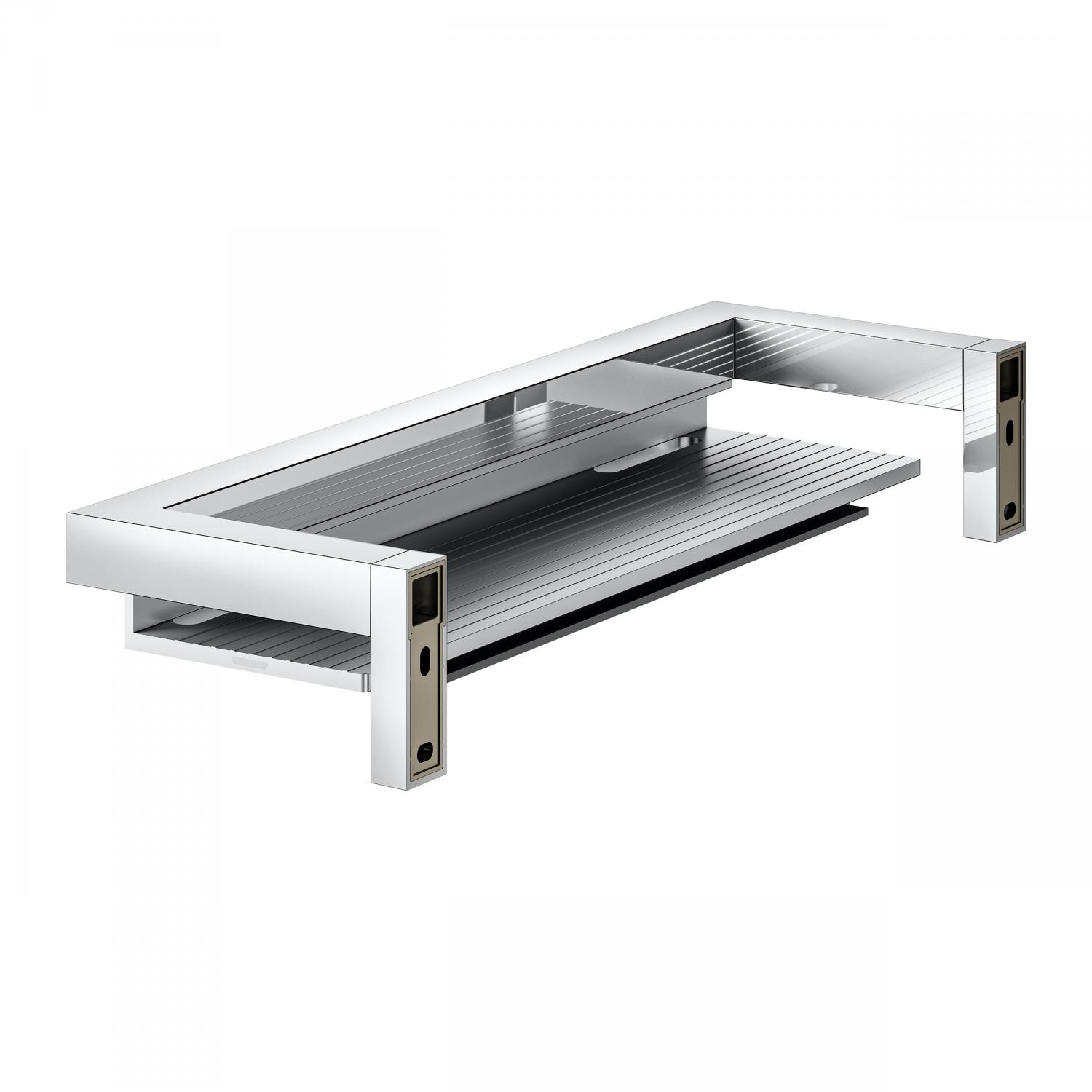 Keuco Edition 90 Square, полка для душа 36 см, с бортиками и скребком, цвет хром