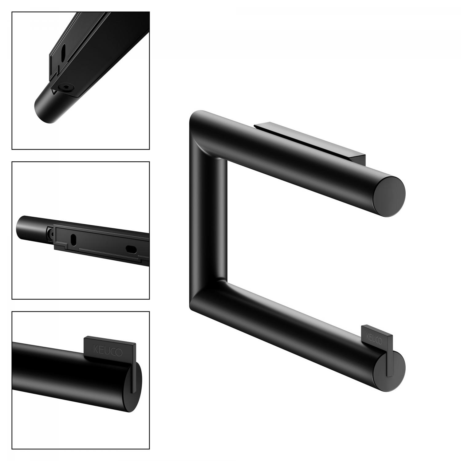 Keuco Reva, бумагодержатель без крышки, цвет черный матовый