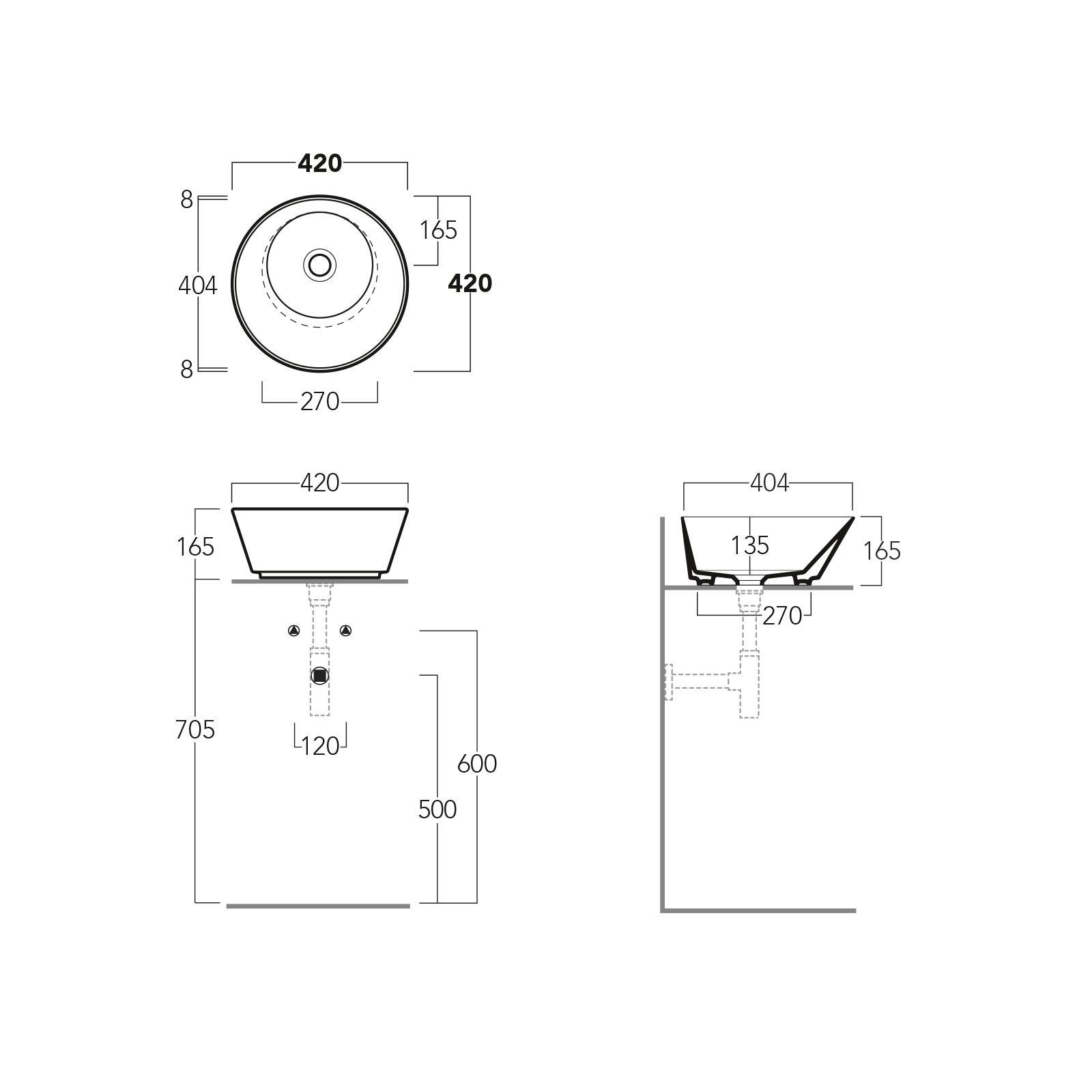 Simas Wave WA01 bi*0, накладная круглая раковина Ø42хh16.5 см, цвет белый глянцевый