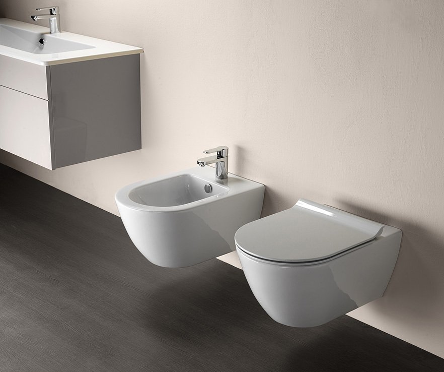 GSI Pura, подвесной унитаз 36х55 см (без сиденья), Swirlflush, Dualglaze, цвет белый глянцевый