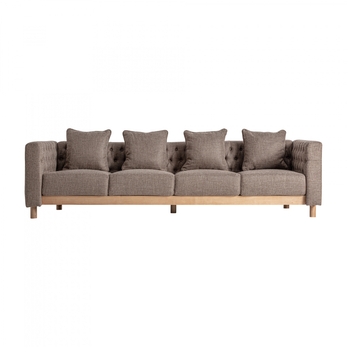 Диван Vical Carlton 36354, 269х89хh77 см, ножки из массива сосны, коричневый полиэстер