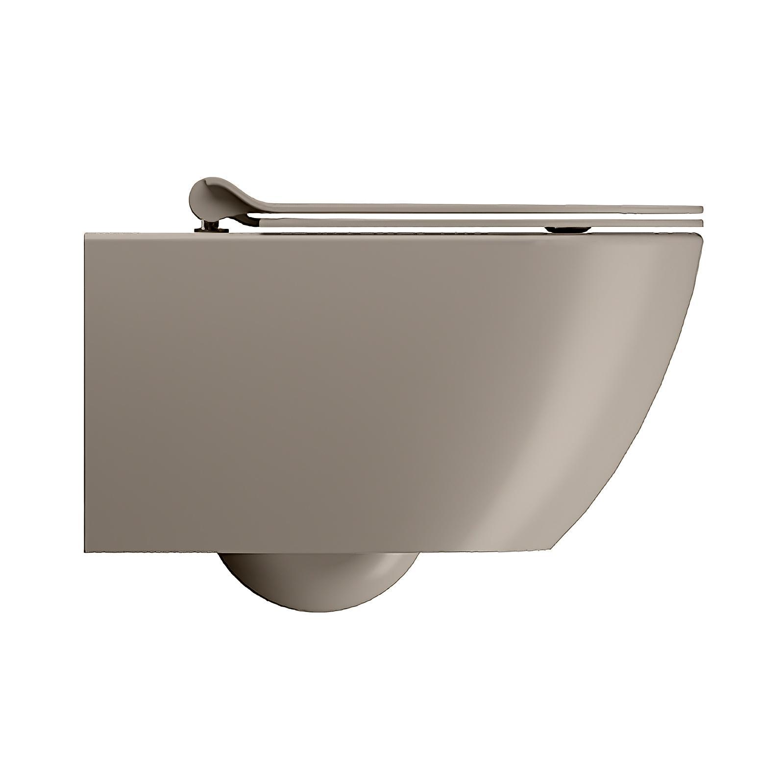 GSI Pura, подвесной безободковый унитаз 36х55 см (без сиденья), Swirlflush, Dualglaze, цвет Tortora