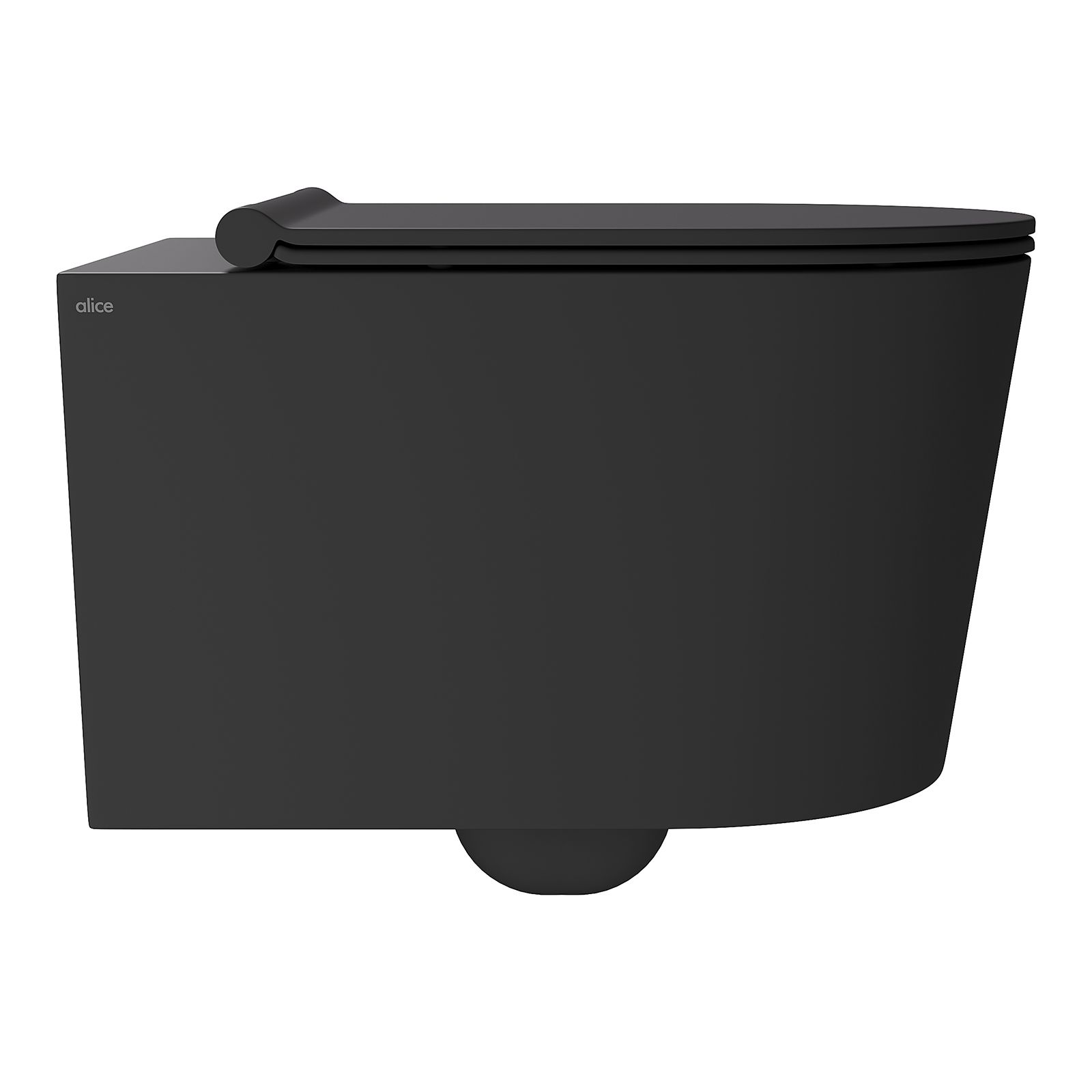 Alice Form, комплект подвесного унитаза 35x50 см, Aliglaze+, с сиденьем, цвет черный матовый