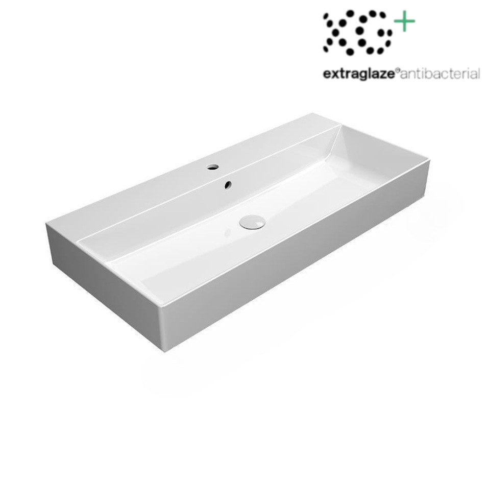 GSI Kube X, накладная/подвесная раковина 100х47хh16 см, Extraglaze, цвет белый глянцевый