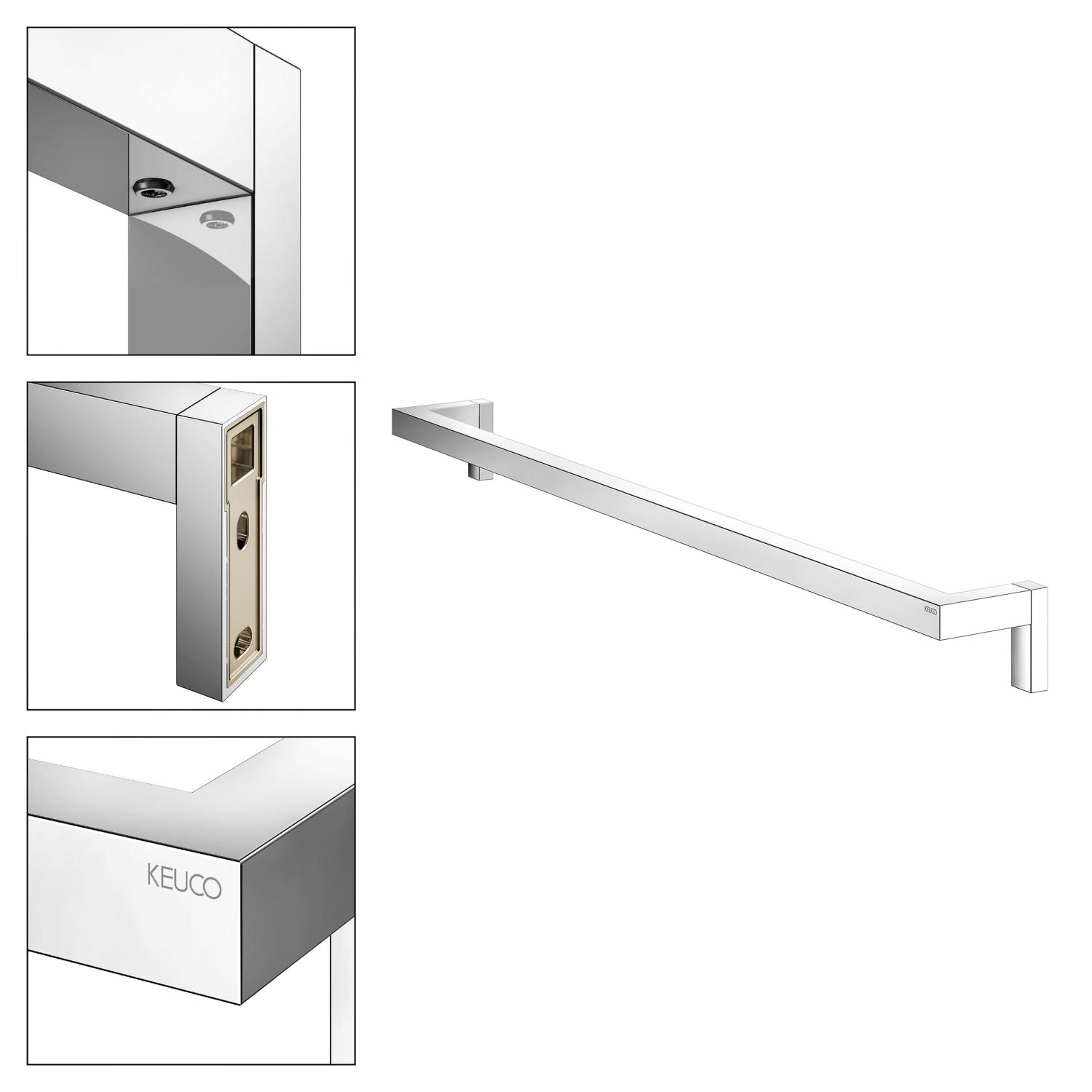 Keuco Edition 90 Square, полотенцедержатель одинарный 76 см, цвет хром