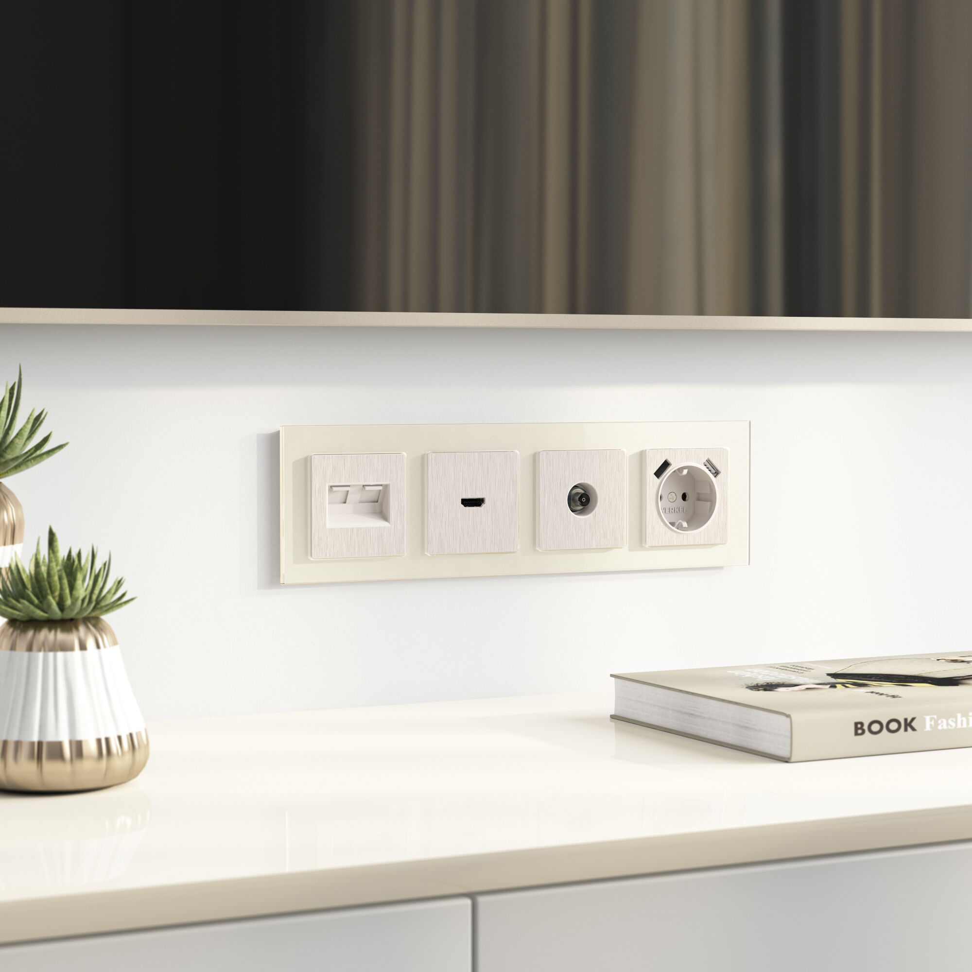 W1191113/ Накладка для двойной розетки Еthernet RJ-45 (перламутровый рифленый)
