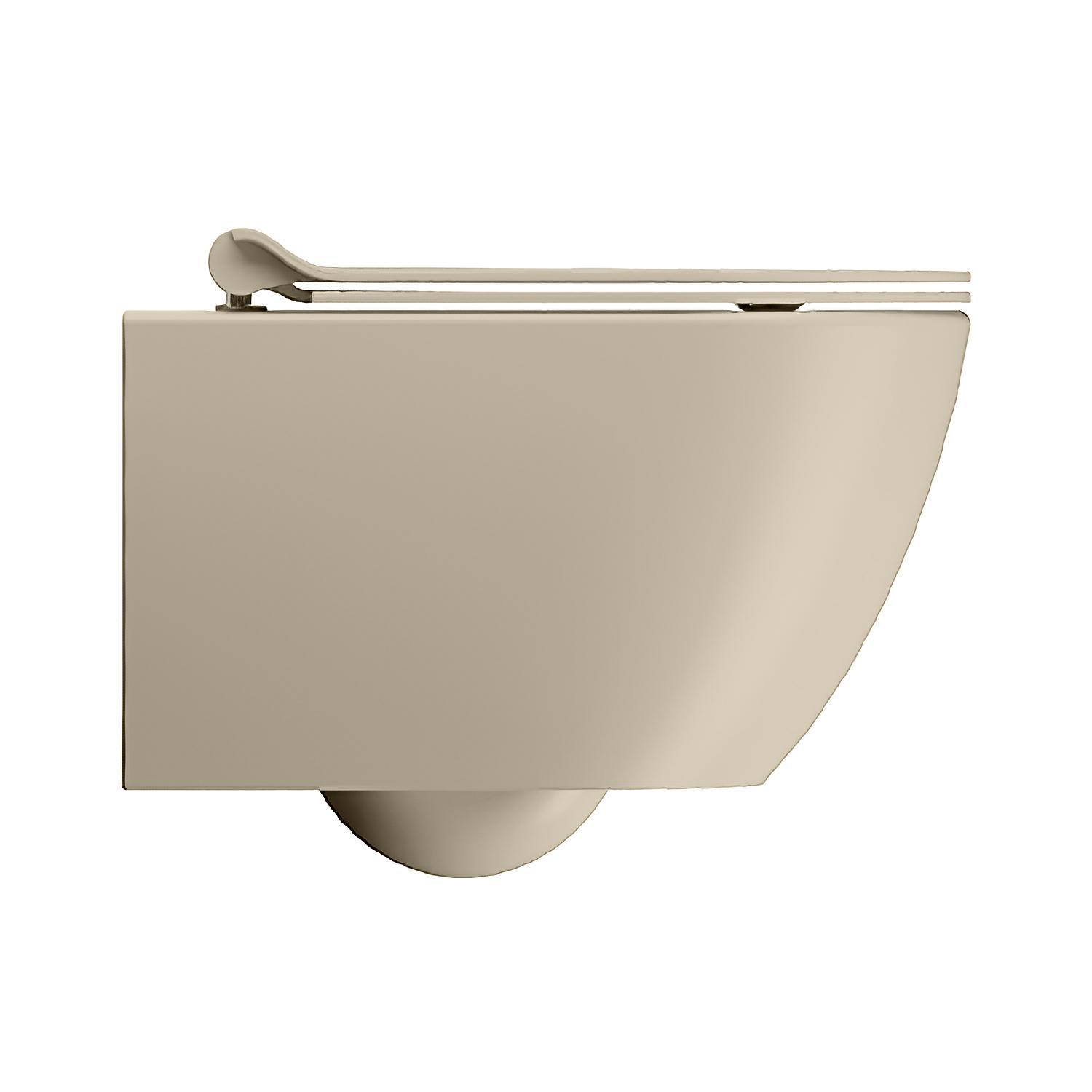 GSI Pura, подвесной безободковый унитаз 36х50 см (без сиденья), Swirlflush, Dualglaze, цвет Creta