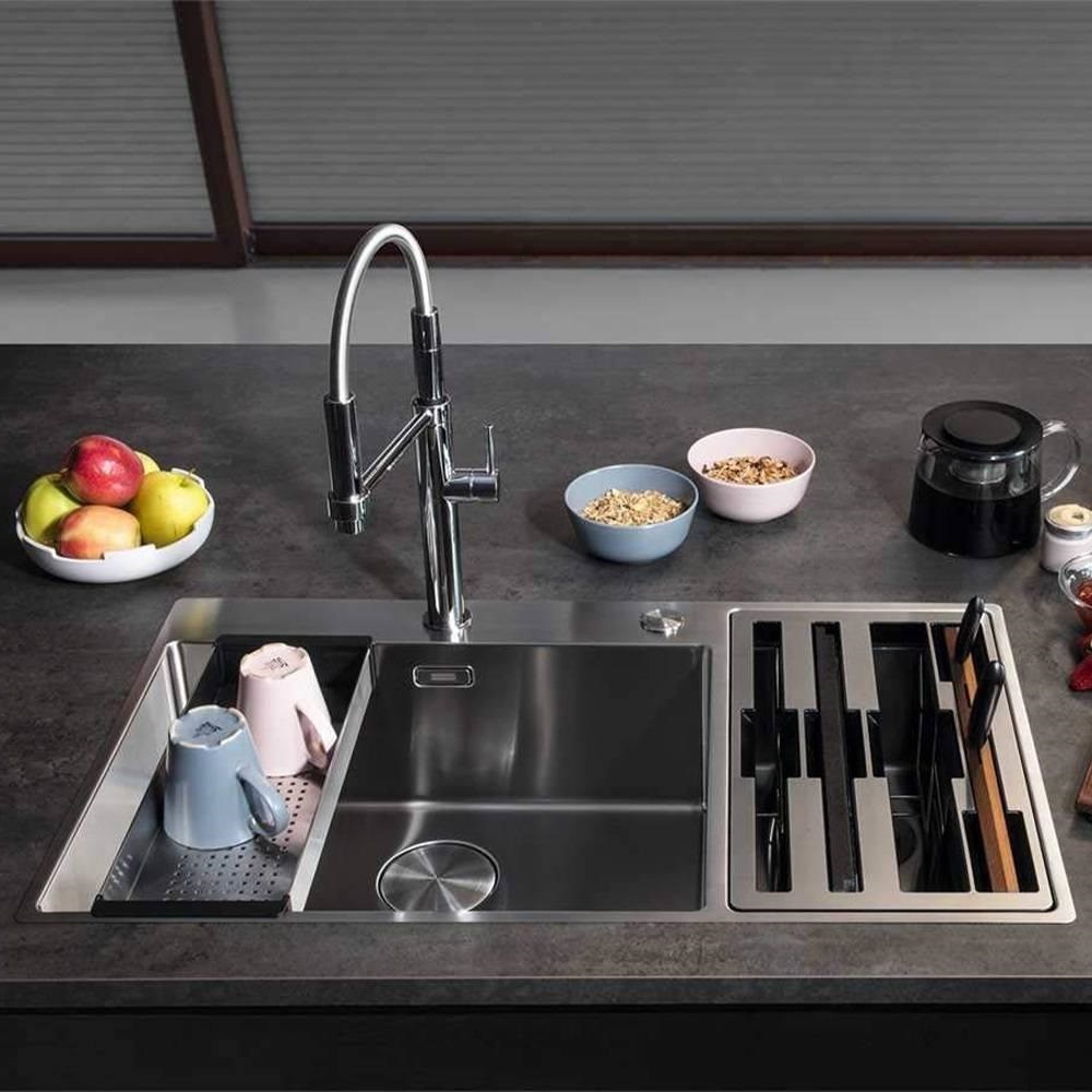 Franke Box Center BWX 220-54-27TL, встраиваемая (2 варианта) кухонная мойка 86х51хh20 см, цвет полированная сталь