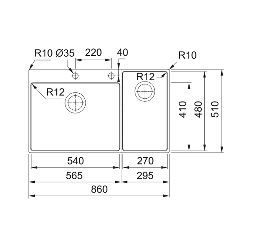 Franke Box Center BWX 220-54-27TL, встраиваемая (2 варианта) кухонная мойка 86х51хh20 см, цвет полированная сталь
