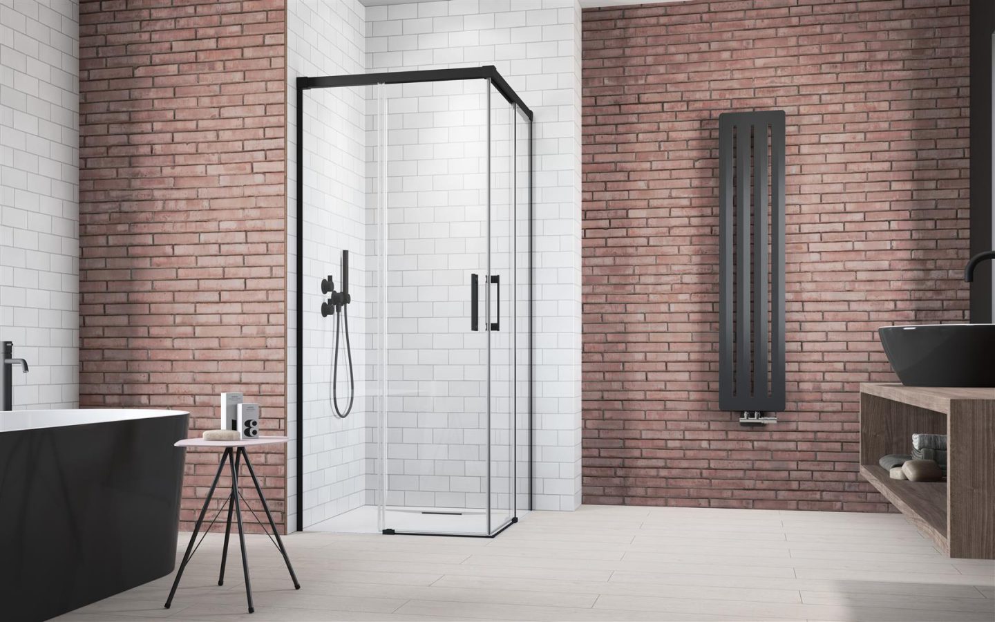 Radaway Idea KDD 90L, левая часть душевого угла 90 см, 
стекло прозрачное, профиль черный матовый