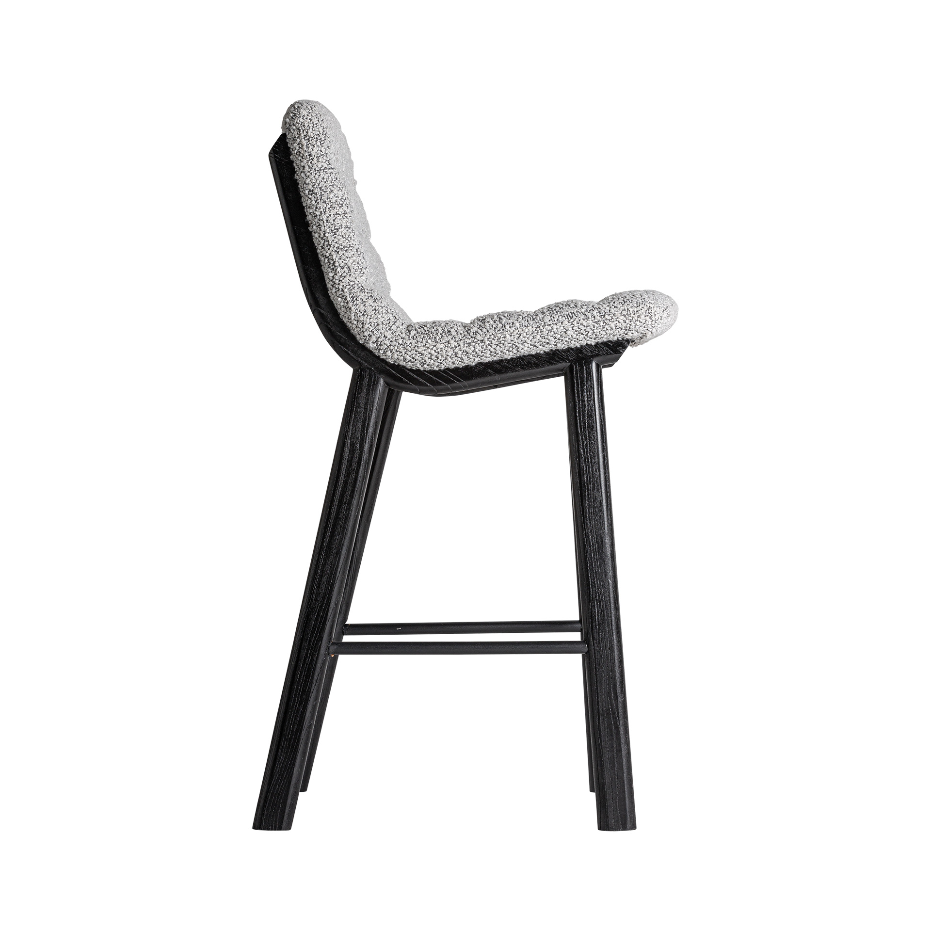 Барный стул Vical Jacquard 36775, 47х59хh106 см, серая ткань, ножки из массива вяза, цвет темное дерево