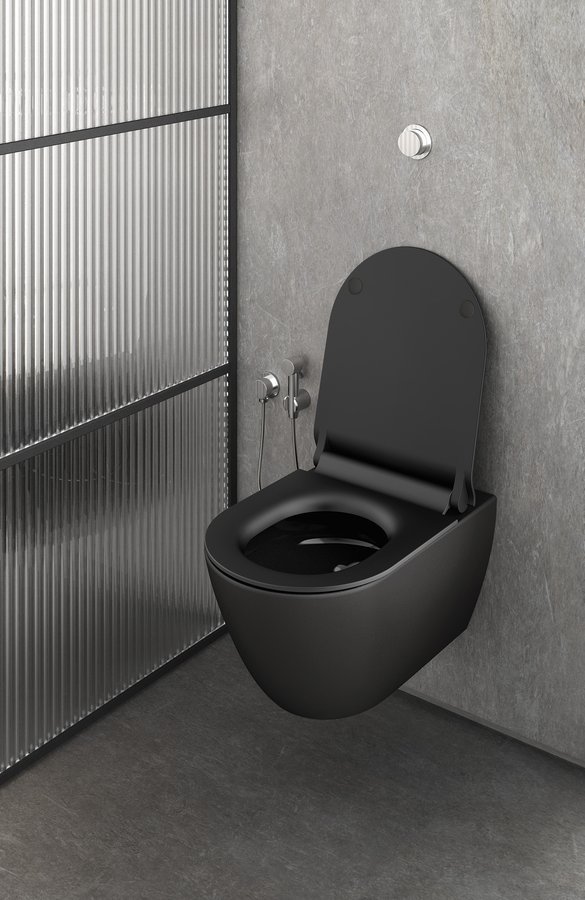 GSI Pura, подвесной безободковый унитаз 36х55 см (без сиденья), Swirlflush, Dualglaze, цвет Ardesia