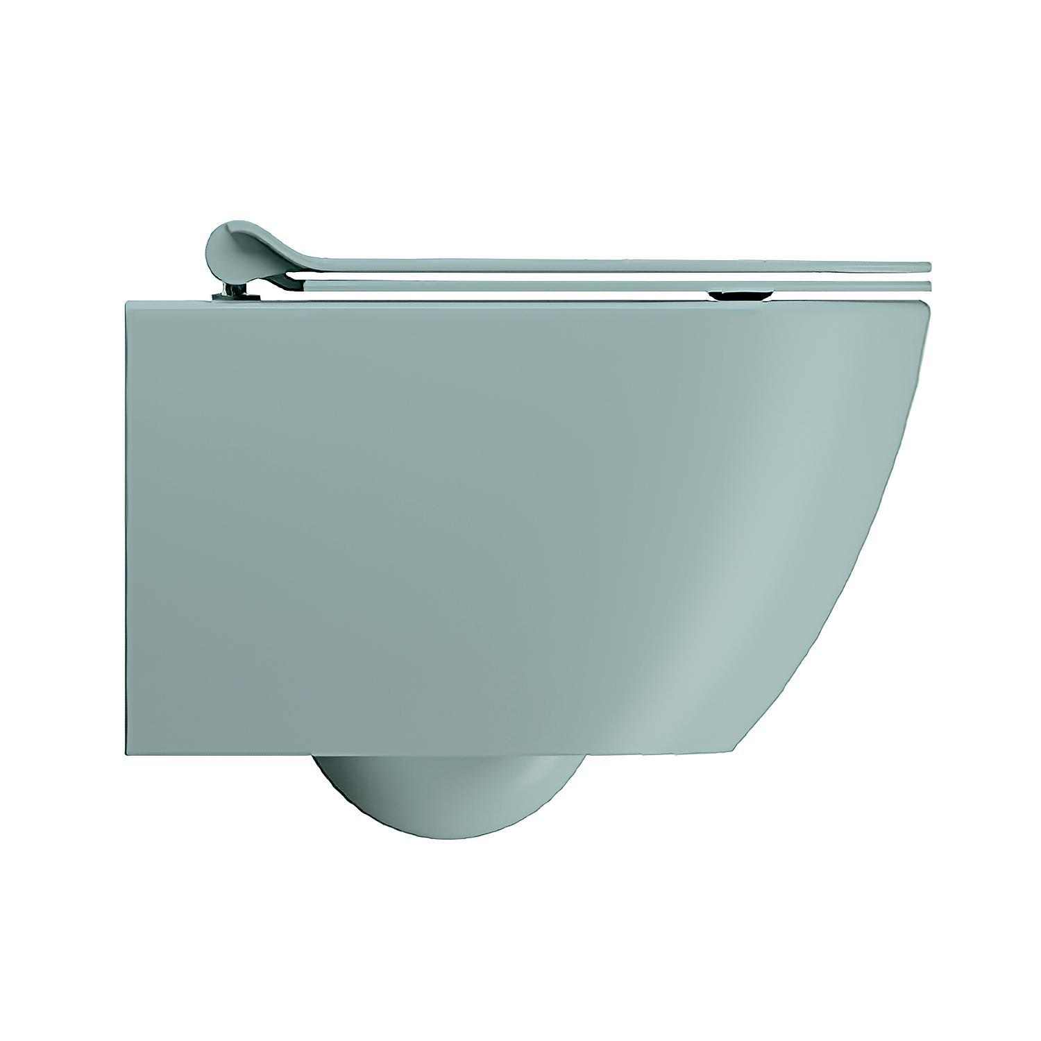 GSI Pura, подвесной безободковый унитаз 36х50 см (без сиденья), Swirlflush, Dualglaze, цвет Ghiaccio