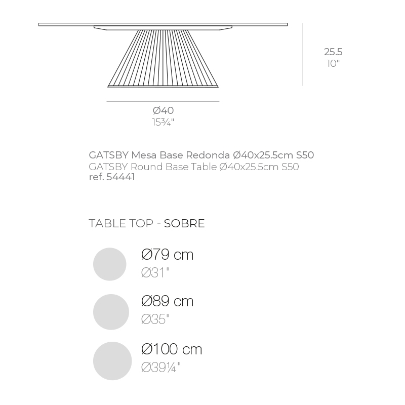 Столик Gatsby база ø40x25 s50 (столешница ø 79,89,100)