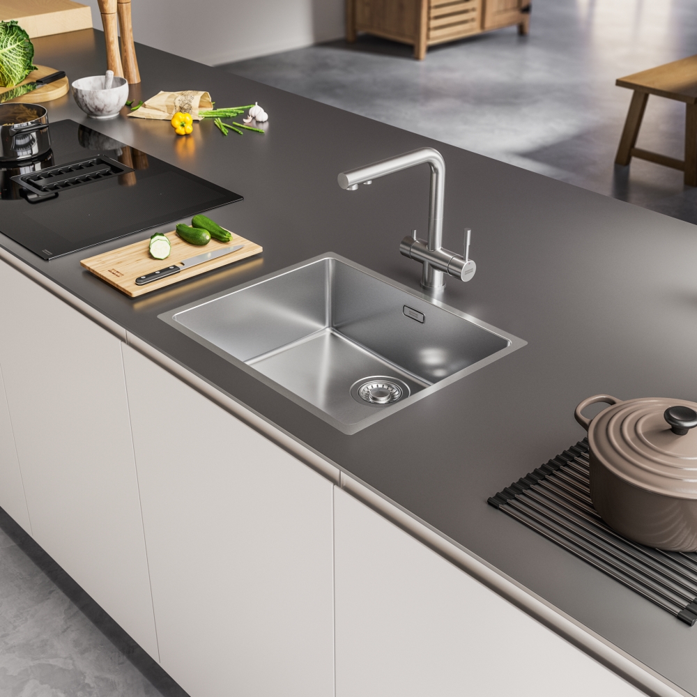 Franke Atlas Clear Water, двухрычажный кухонный смеситель h28.9 см, фильтр для воды, цвет сталь