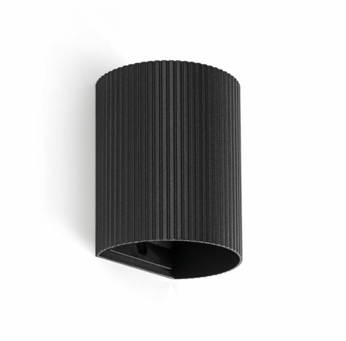 Faro Sole R 1L, настенный округлый светильник 40527, с рифлениями, цвет черный матовый