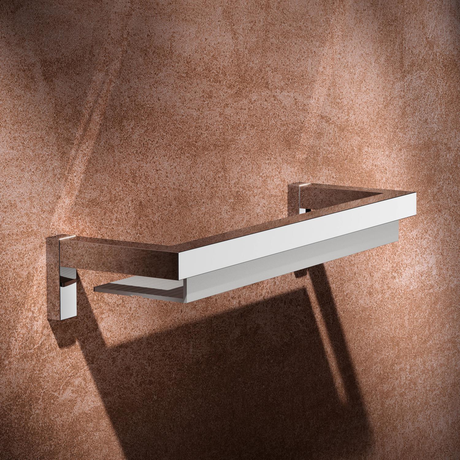 Keuco Edition 90 Square, полка для душа 36 см, с бортиками, цвет хром