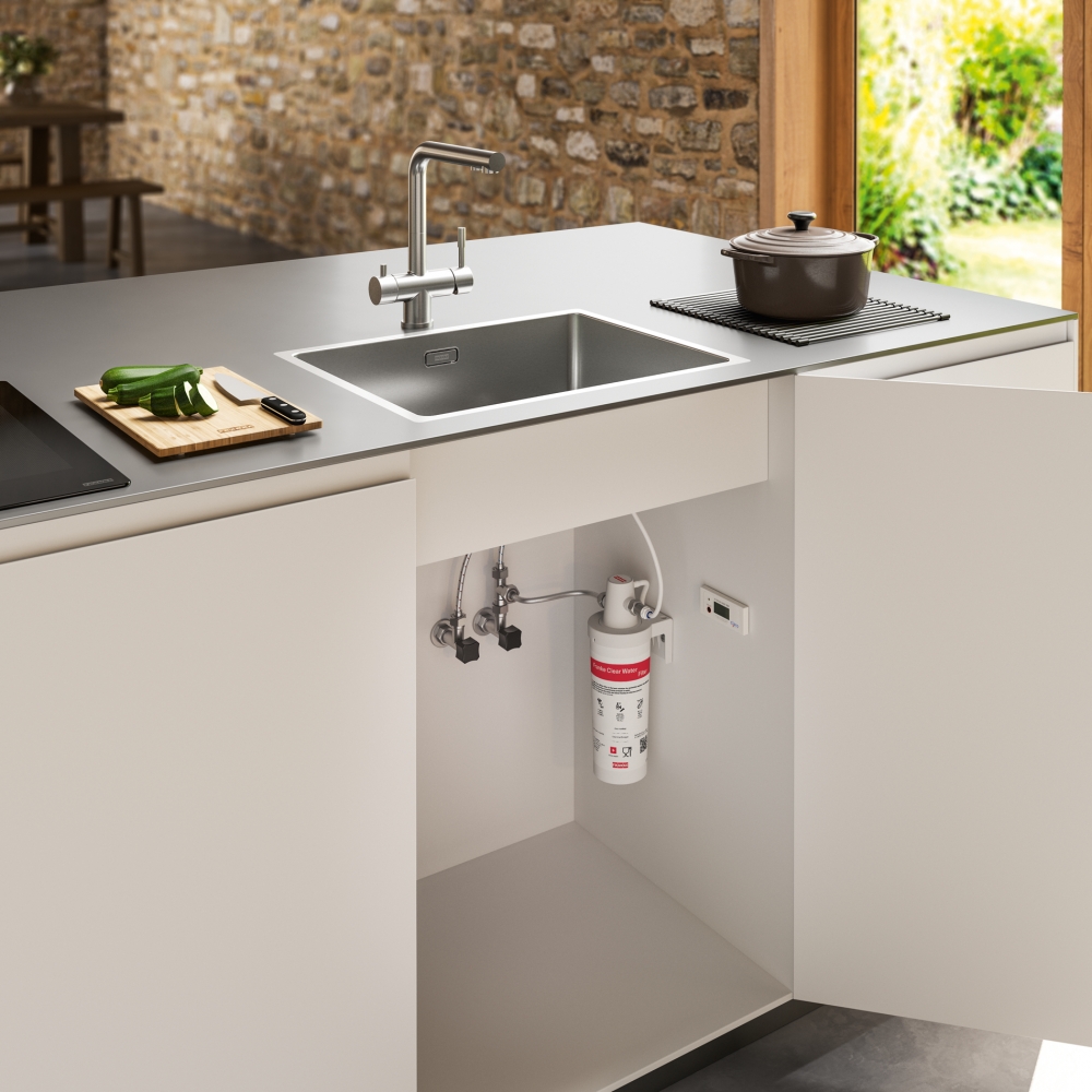 Franke Atlas Clear Water, двухрычажный кухонный смеситель h28.9 см, фильтр для воды, цвет сталь
