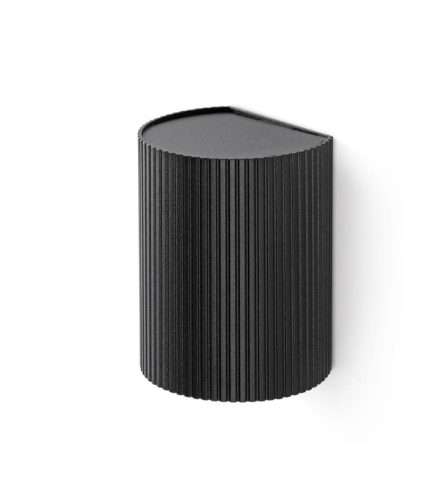 Faro Sole R 1L, настенный округлый светильник 40527, с рифлениями, цвет черный матовый