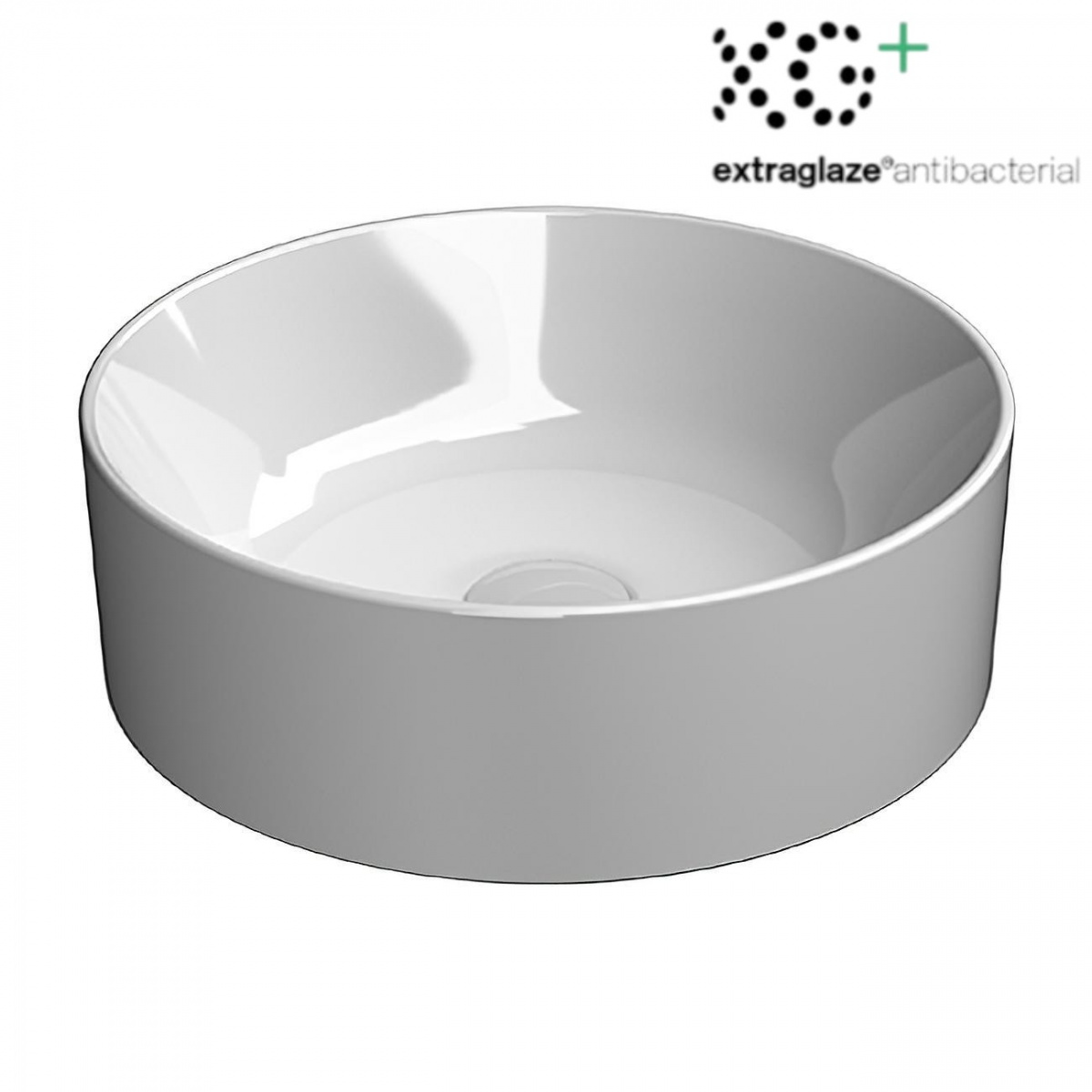 GSI Kube X, накладная круглая раковина Ø40хh13 см, Extraglaze, цвет белый глянцевый