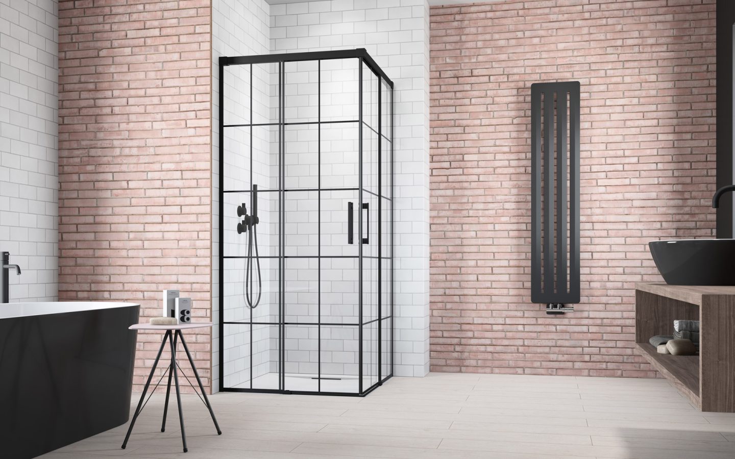 Radaway Idea KDD 90L, левая часть душевого угла 90 см, 
стекло прозрачное, профиль черный матовый