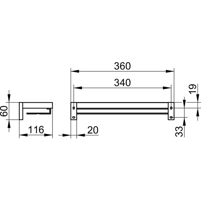 Keuco Edition 90 Square, полка для душа 36 см, с бортиками, цвет хром