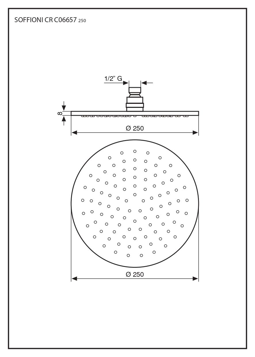 Верхний душ Emmevi C06657mm250/ORS, Ø25 см, брашированное золото