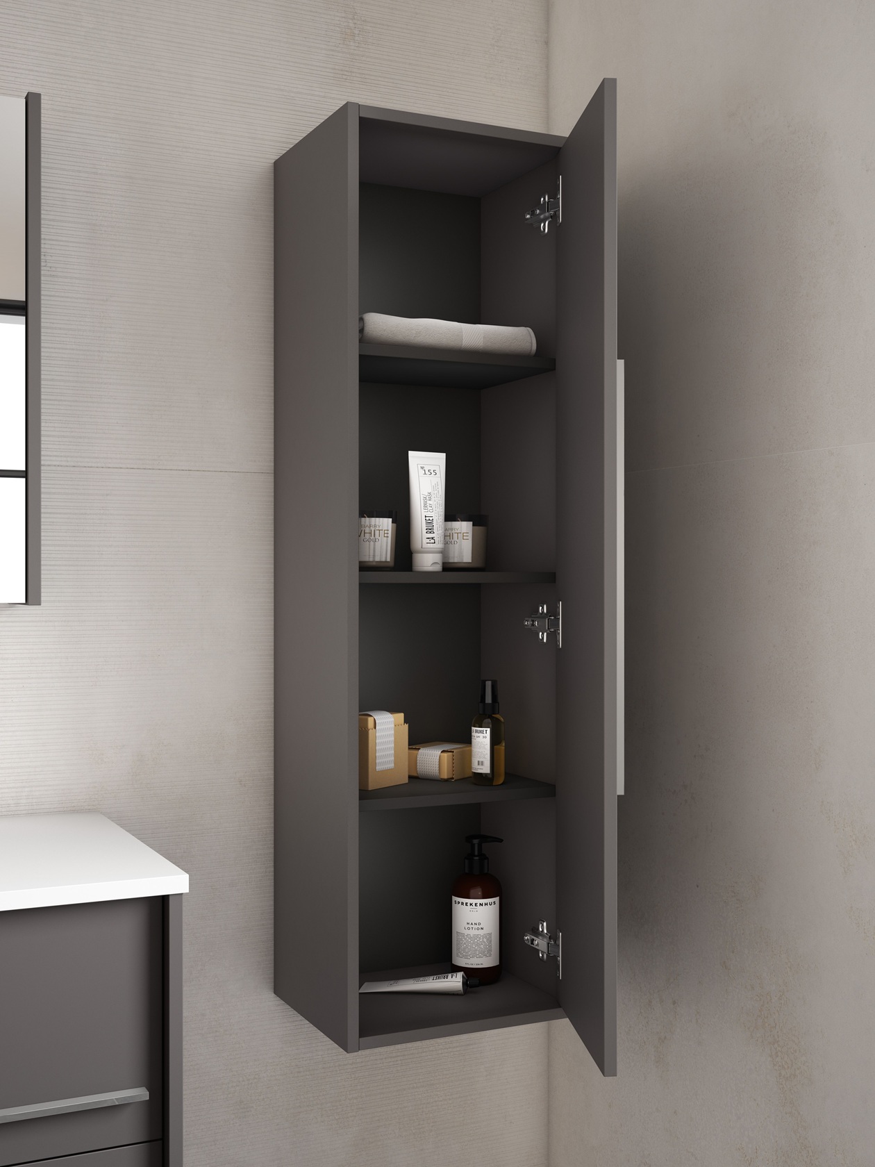 Пенал Visobath Aqua 34.5хh120 см, 73497, пепельный матовый лак (Ceniza)