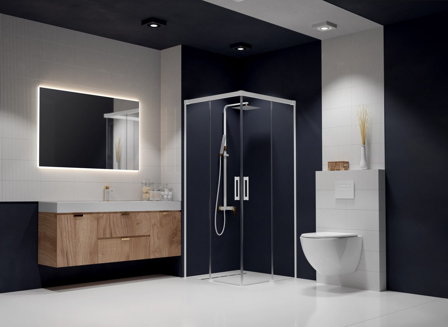 Radaway Idea KDD 70R, правая часть душевого угла 70 см, 
стекло прозрачное, профиль белый матовый