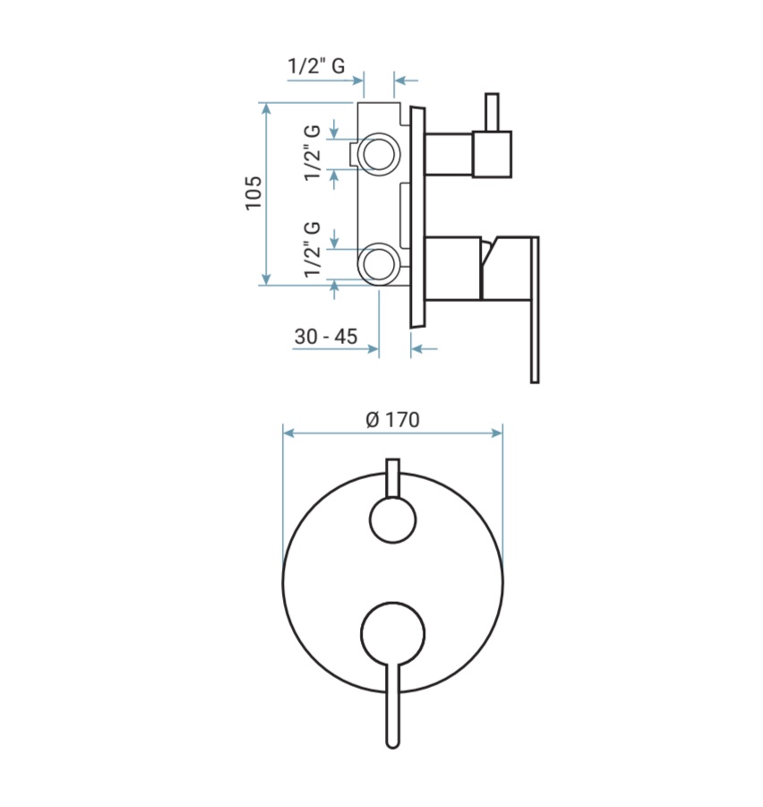 Встраиваемый смеситель для душа Emmevi Filobrass 85019CER/CR, на 2 потребителя, хром