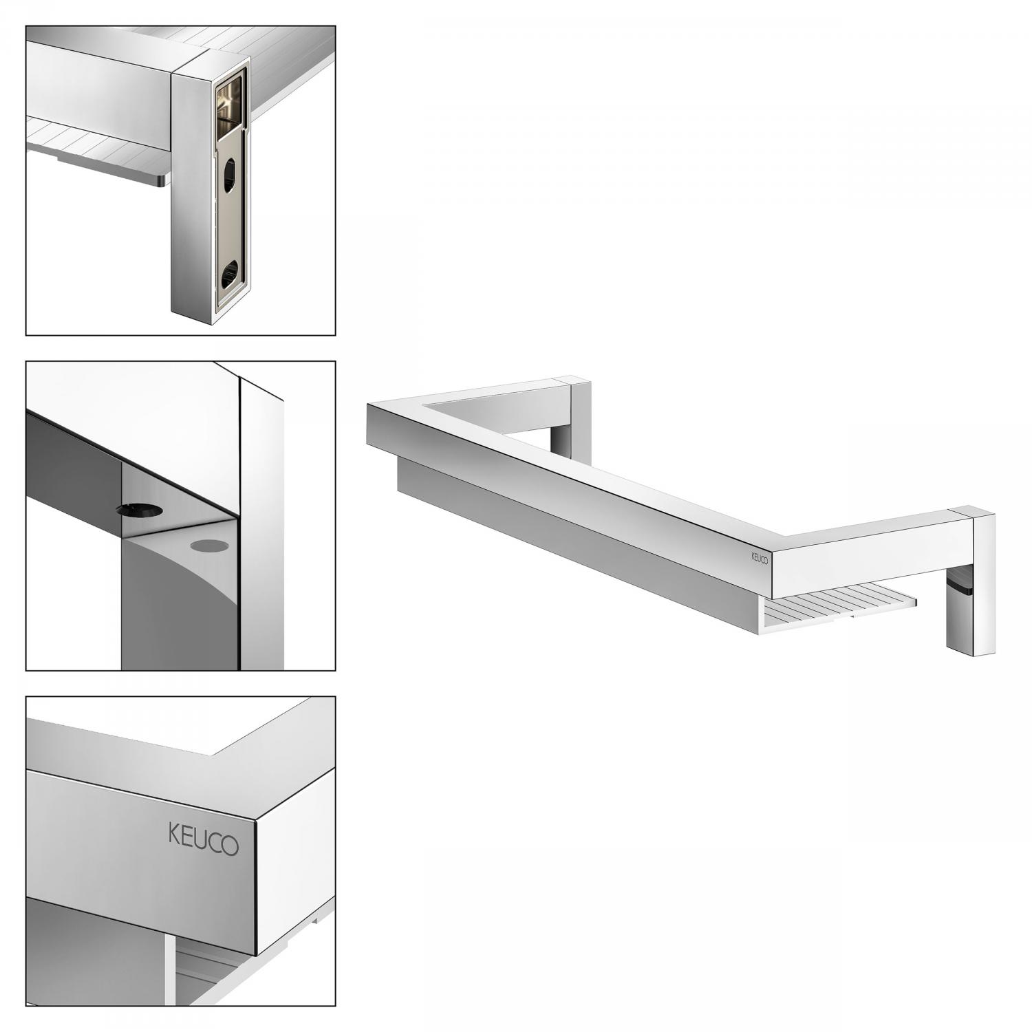 Keuco Edition 90 Square, полка для душа 36 см, с бортиками, цвет хром
