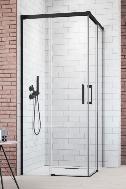 Radaway Idea KDD 70L, левая часть душевого угла 70 см, 
стекло прозрачное, профиль черный матовый