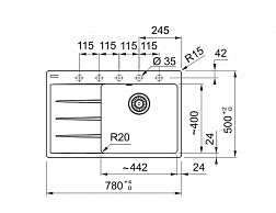 Franke Centro CNG 611/211-78TL, встраиваемая (2 варианта R) кухонная мойка 78х50хh22 см, цвет черный матовый