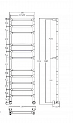 Margaroli Sereno 4844711CRN, полотенцесушитель водяной 53х13.5хh171.2 см, цвет хром