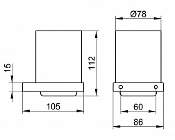 Keuco Edition 90 Square, подвесной стакан из хрусталя, цвет хром