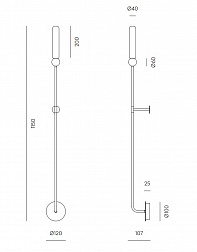 Aromas del Campo Delie, бра A1224/L, h115 см, черный мрамор, цвет античное золото