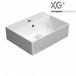 GSI Kube X, накладная/подвесная раковина 45х35хh15 см, Extraglaze, цвет белый глянцевый