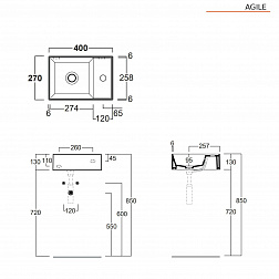 Simas Agile AG40 bi*1, накладная/подвесная раковина 40х27хh13 см, цвет белый глянцевый