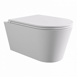 Alice Hide Round, подвесной безободковый унитаз 37x57 см (без сиденья), Aliglaze+, цвет белый матовый