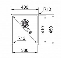 Franke Box BXX 210-36, встраиваемая (3 варианта) кухонная мойка 40х45хh20 см, 
цвет полированная сталь