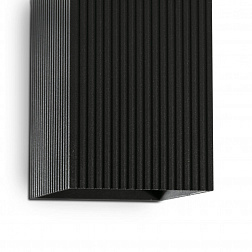 Faro Lune SQ 2L, настенный прямоугольный светильник 40566, с рифлениями, цвет черный матовый