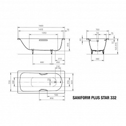 Kaldewei Sanifom Plus, ванна встраиваемая 160х70хh41 см, с отверстиями, цвет белый глянцевый