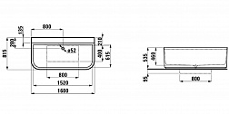 Laufen Sonar, ванна пристенная 160х81.5хh53.5 см, Sentec, цвет белый матовый