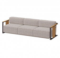 Уличный диван Vondom Tulum Extra Large 65072, 284х96хh77 см, серая ткань, массив тика, черные ножки