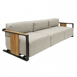 Уличный диван Vondom Tulum Extra Large 65072, 284х96хh77 см, серая ткань, массив тика, черные ножки