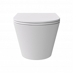 Alice Hide Round, подвесной безободковый унитаз 37x57 см (без сиденья), Aliglaze+, цвет белый матовый